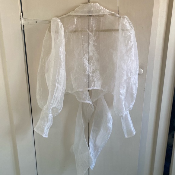 Maison Cleo Julie Crinkled Silk Organza Blouse xs - Picture 12 of 13